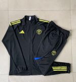 Manchester United Kids Black Long Zipper Jacket (Green Logo) - 图片 3