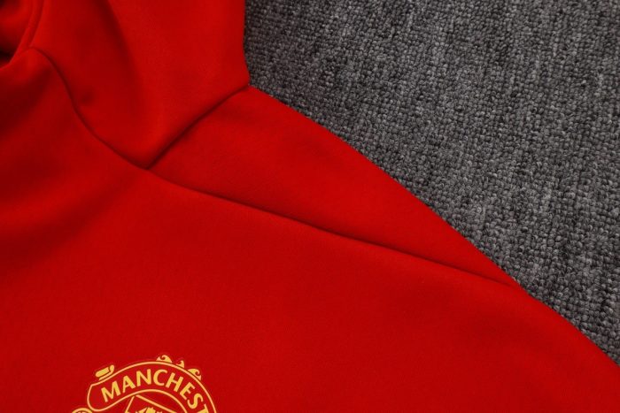 Manchester United Red Long Zip Jacket with Hood - 图片 6