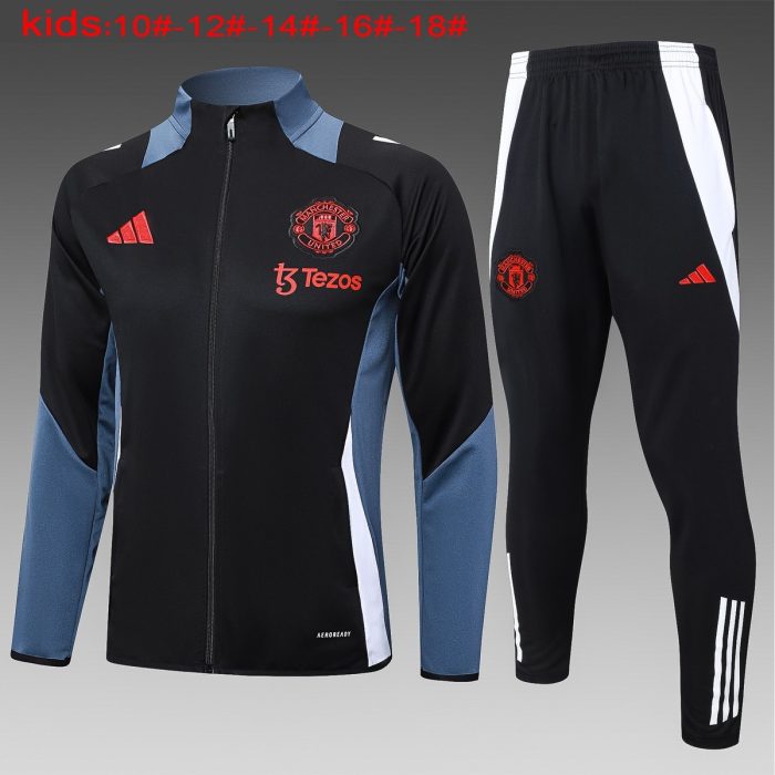 Manchester United 24/25 Black Kids Long Zipper Jacket - 图片 2