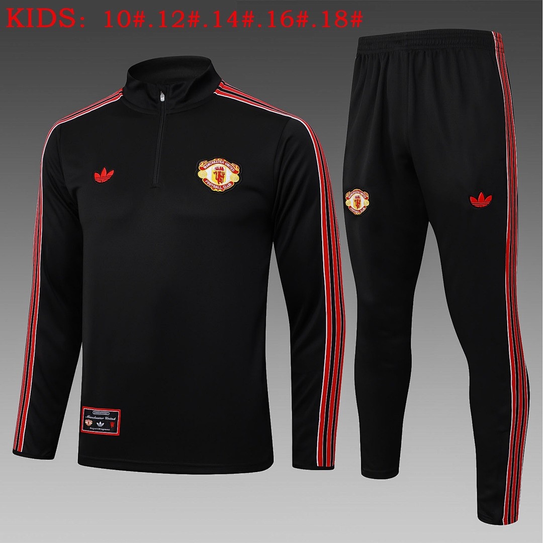 JER-3601_1 Manchester United Black Retro Edition Kids - 图片 1