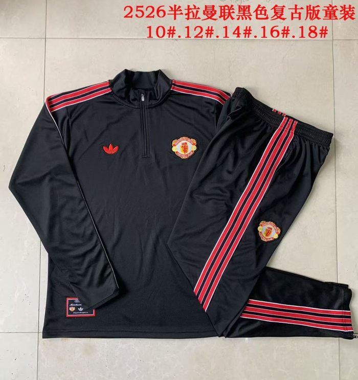 Manchester United Black Retro Edition Kids - 图片 3