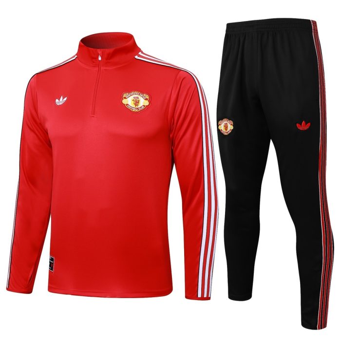 Manchester United Red Retro Half-Zip Jacket - 图片 8