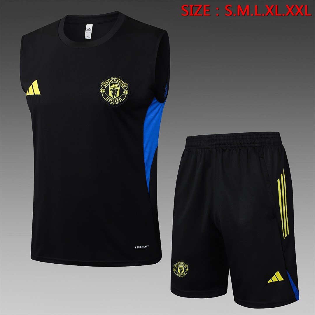 JER-3617_1 Manchester United 2526 Vest Black (Yellow Logo) - 图片 1