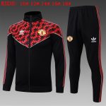 Manchester United Kids Black Long Zipper Jacket with Red Splatter