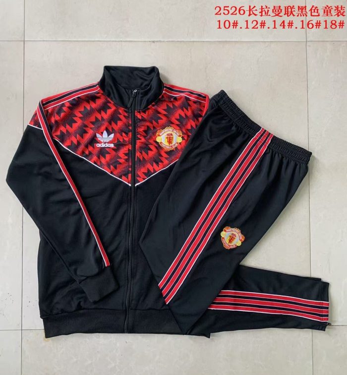 Manchester United Kids Black Long Zipper Jacket with Red Splatter - 图片 3