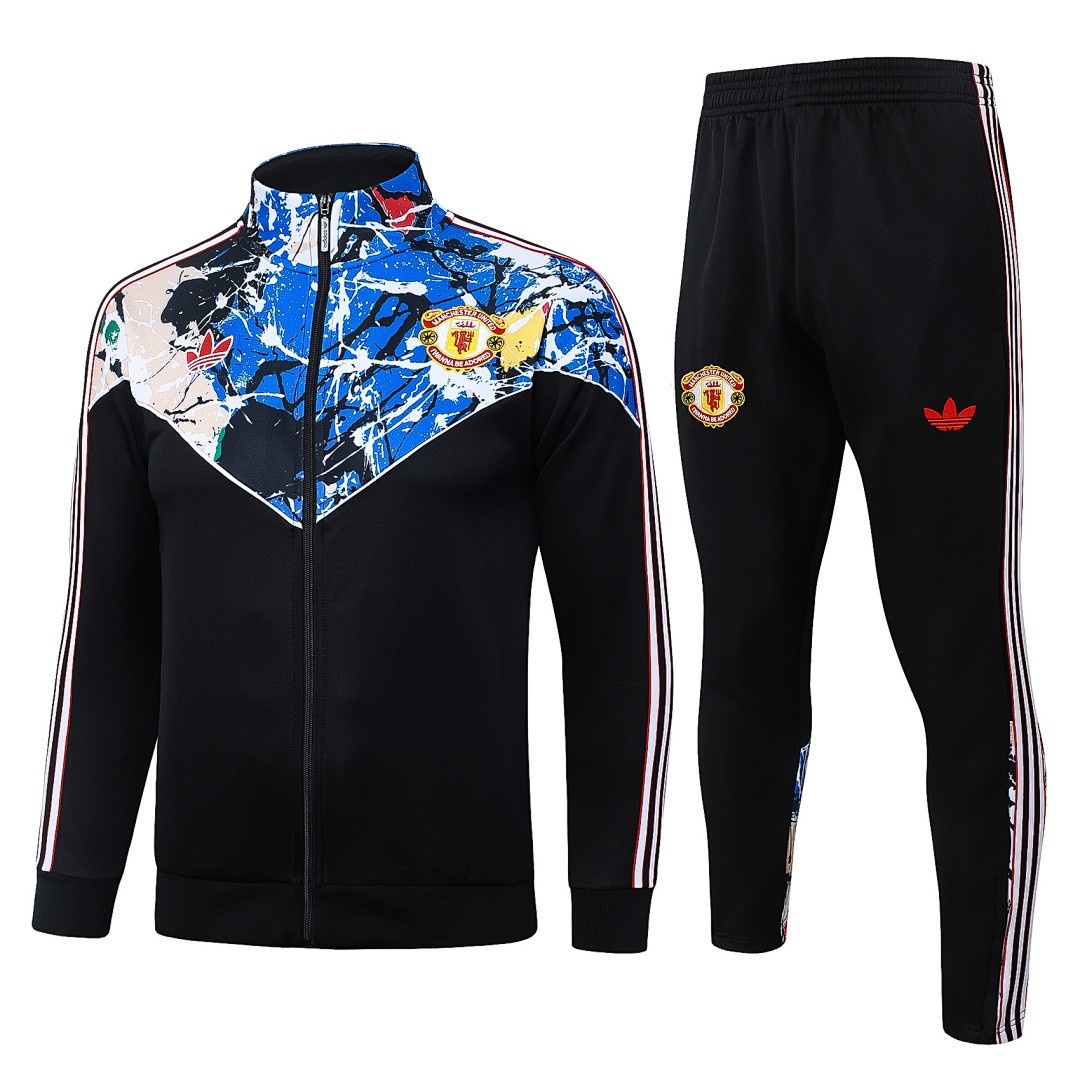 JER-3631_1 Manchester United Black Stone Rose Long Zipper Jacket - 图片 1