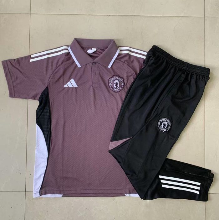 Manchester United Grey Purple Polo - 图片 9