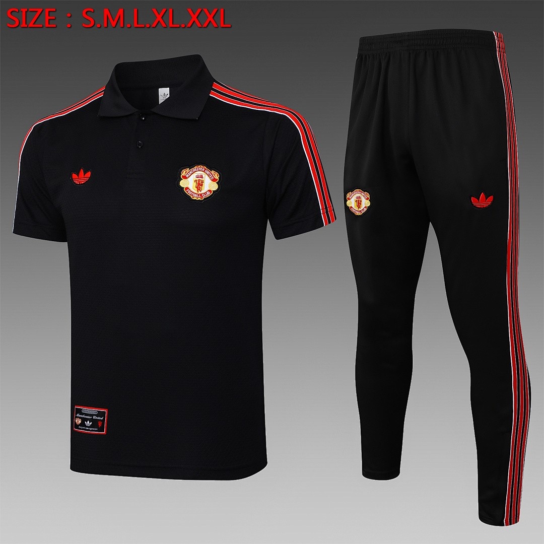 JER-3633_1 Manchester United Black Retro Polo - 图片 1