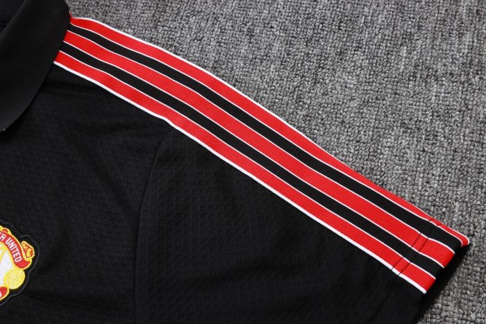 Manchester United Black Retro Polo - 图片 4