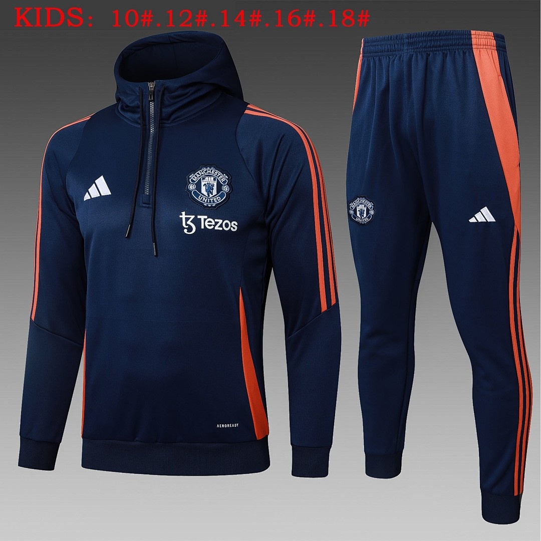 JER-3635_1 Manchester United 24/25 Half-Zip Jacket Navy Blue Kids - 图片 1