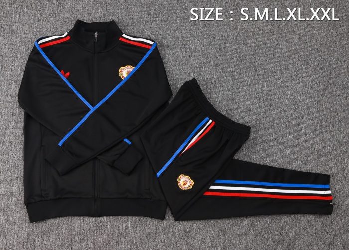 Manchester United 24/25 Black Long Zip Jacket (Three Stripes Logo) - 图片 2