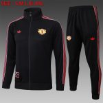 Manchester United Black Retro Long Zipper Jacket