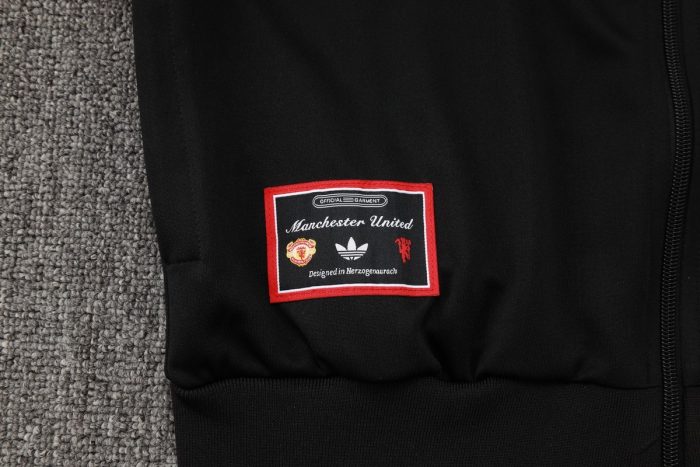 Manchester United Black Retro Long Zipper Jacket - 图片 5