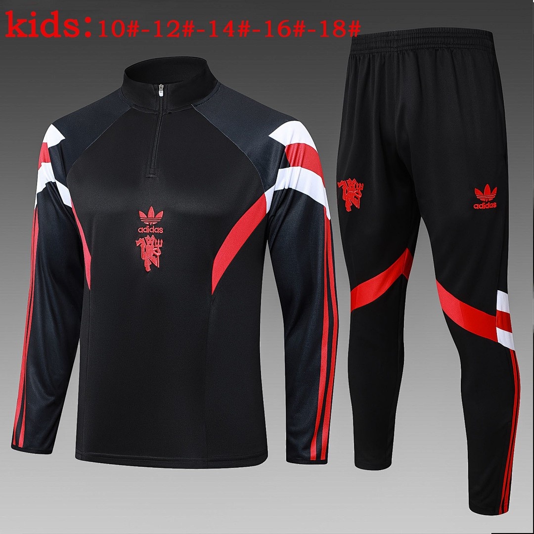 JER-3646_1 Manchester United 24/25 Black Kids' Half-Zip Jacket (Adidas Originals) - 图片 1