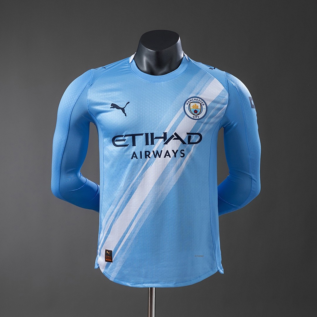 JER-3680_1 Manchester City 25/26 Home Long-Sleeve Player Version Jersey - 图片 1
