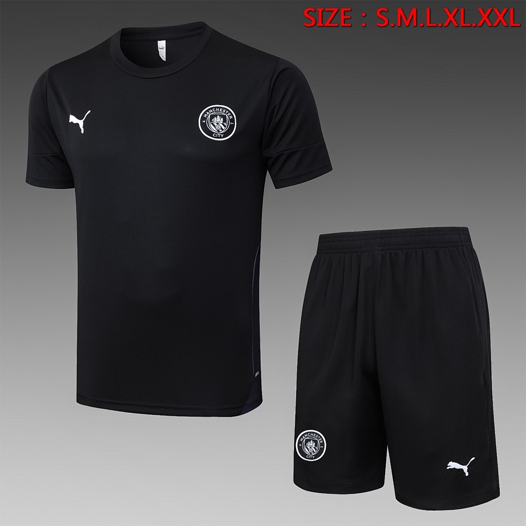 JER-3846_1 Manchester City Black Short Sleeve Training Suit - 图片 1