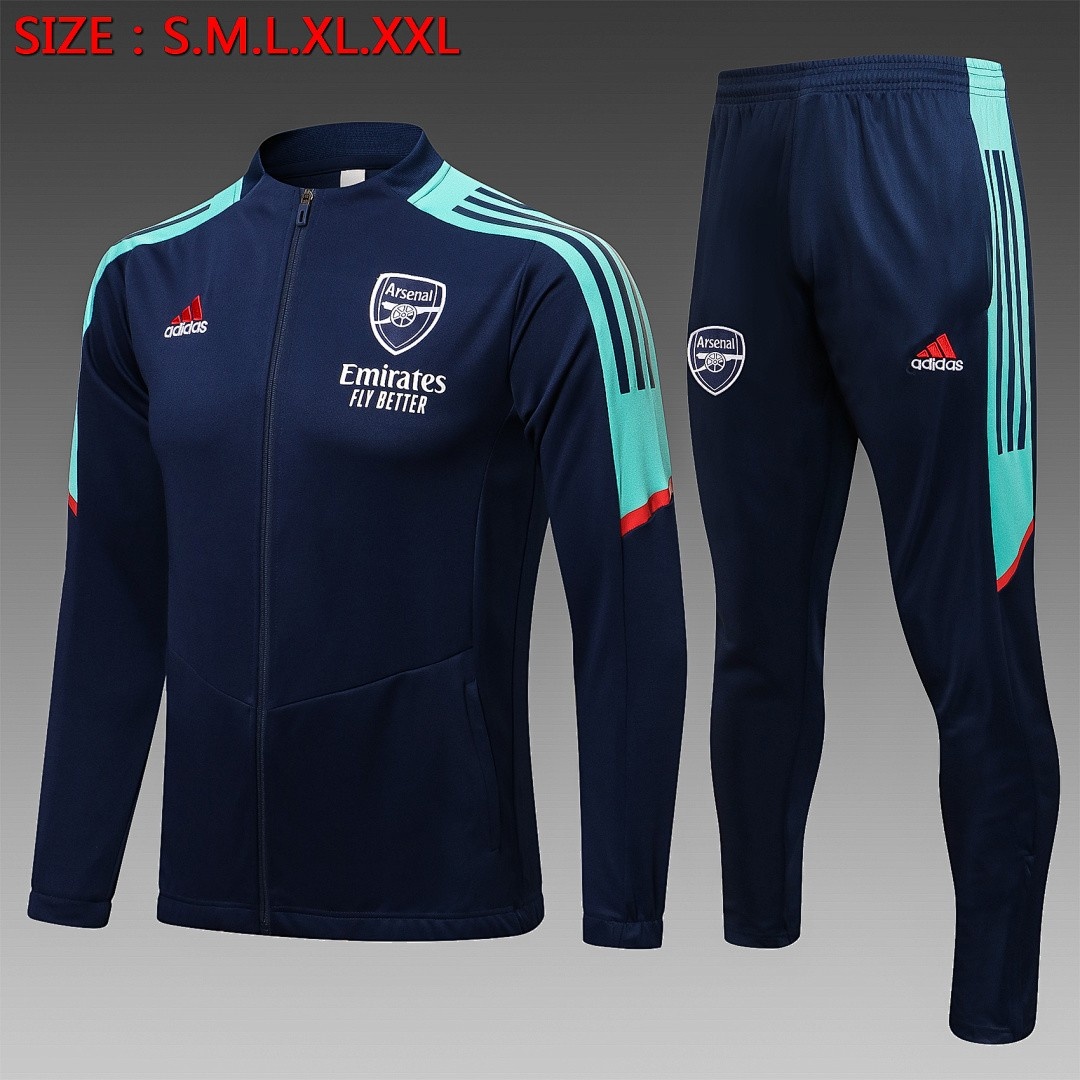 JER-3930_1 Arsenal 21-22 Champions League Blue Long Zip Jacket - 图片 1