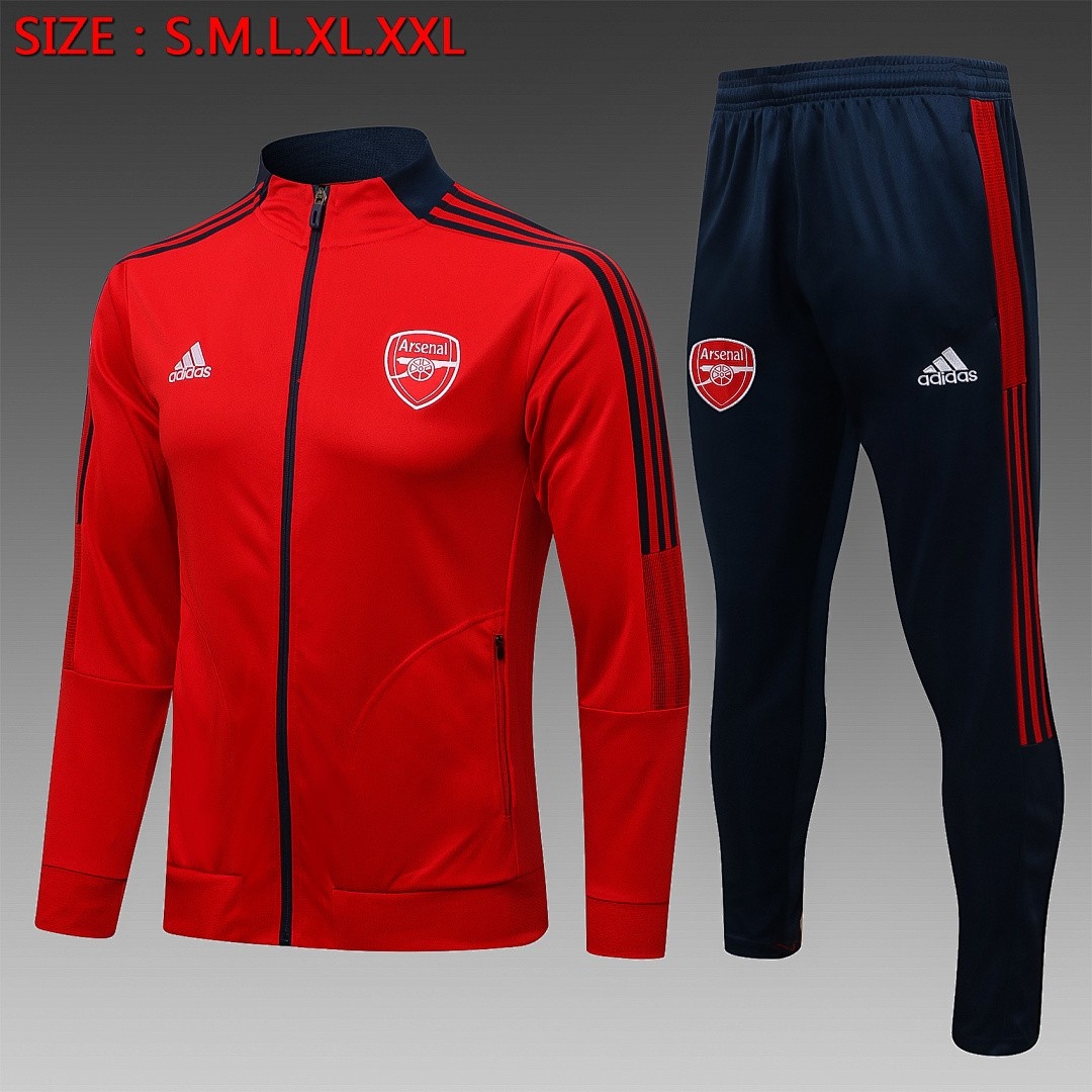 JER-3932_1 Arsenal 21-22 Red Long Zip Jacket (Royal Blue Zipper) - 图片 1