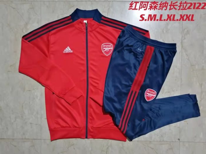 Arsenal 21-22 Red Long Zip Jacket (Royal Blue Zipper) - 图片 9