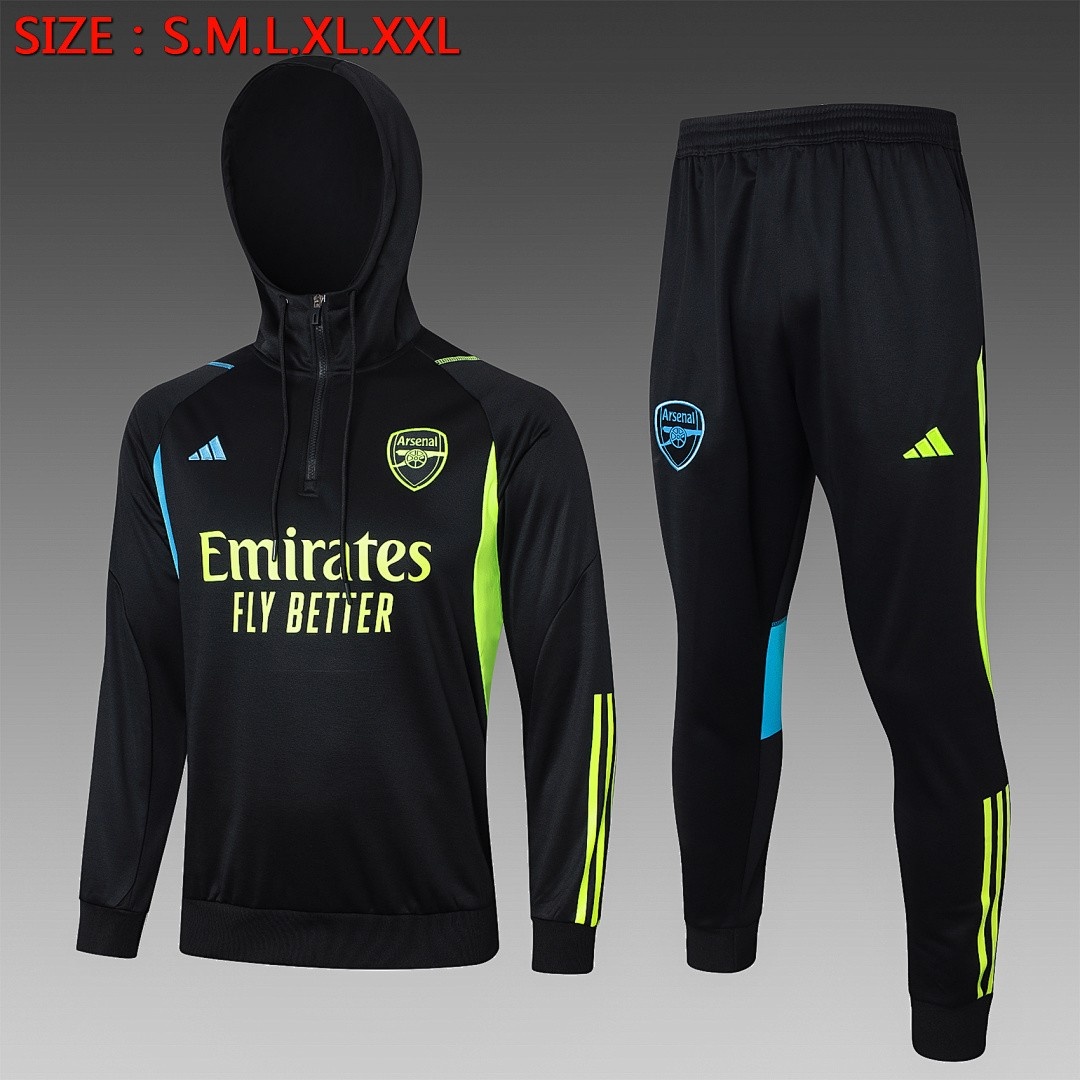 JER-3948_1 Arsenal 23-24 Half-Zip Hoodie Black - 图片 1