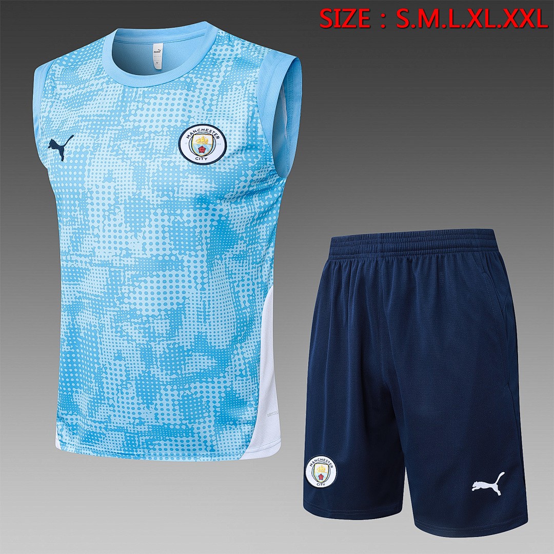 JER-3972_1 Manchester City Light Blue Splatter Vest - 图片 1
