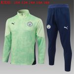 Manchester City Kids Light Green Spray Print Half-Zip Jacket