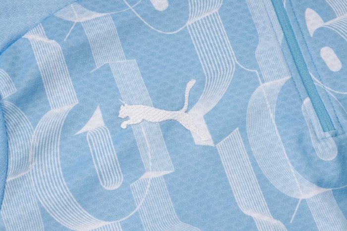 Manchester City 24/25 Half-Zip Light Blue Spray Print - 图片 6