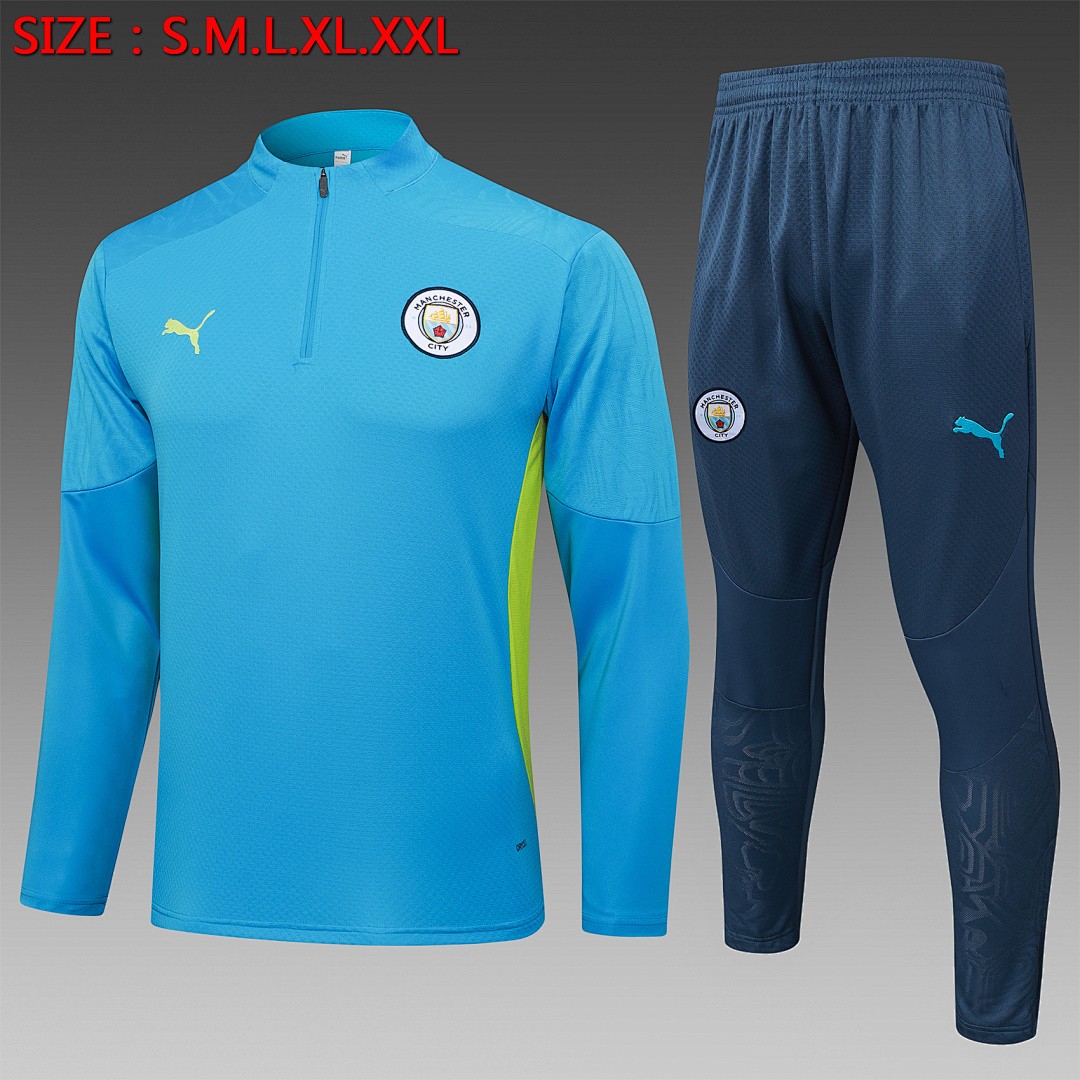 JER-4005_1 Manchester City 24/25 Player Version Lake Blue Half-Zip Jacket - 图片 1