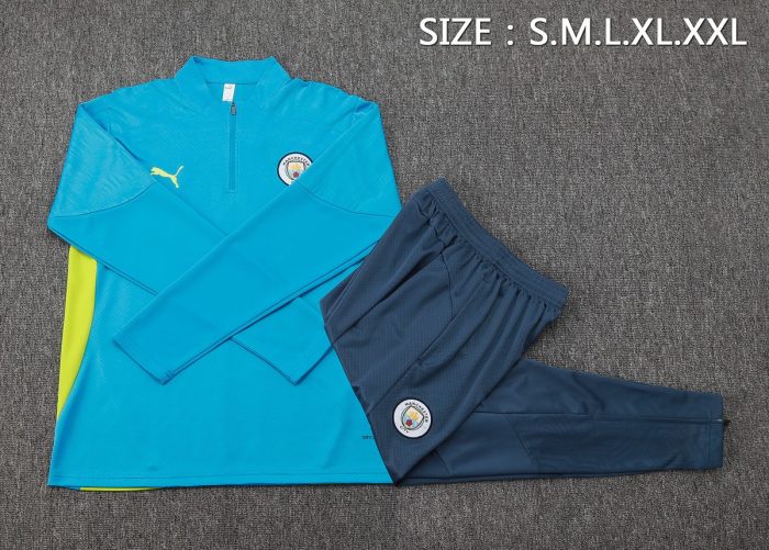 Manchester City 24/25 Player Version Lake Blue Half-Zip Jacket - 图片 2