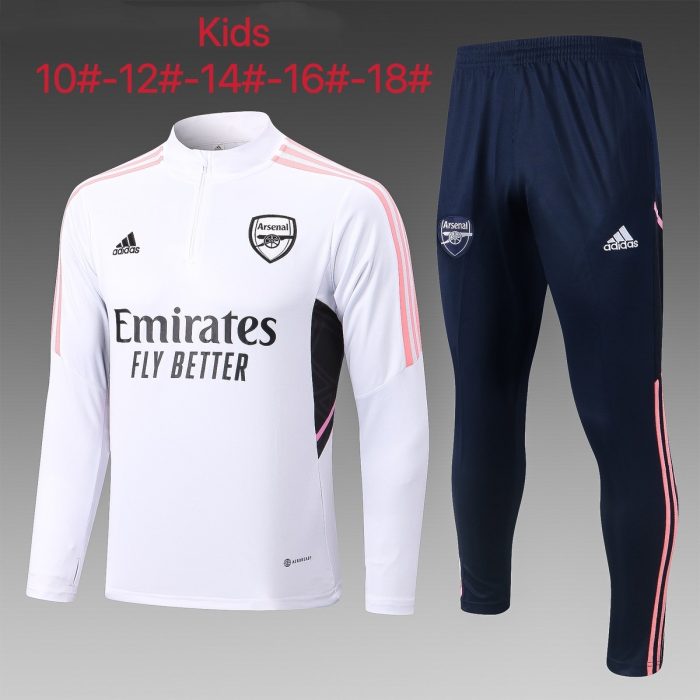 Arsenal 22/23 White Kids' Half-Zip Jacket - 图片 2