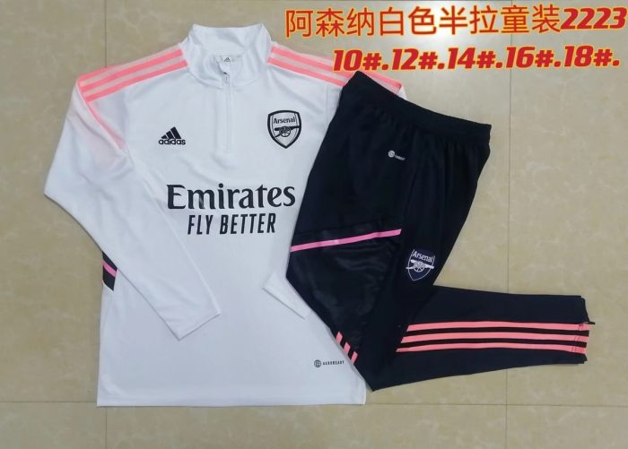 Arsenal 22/23 White Kids' Half-Zip Jacket - 图片 3