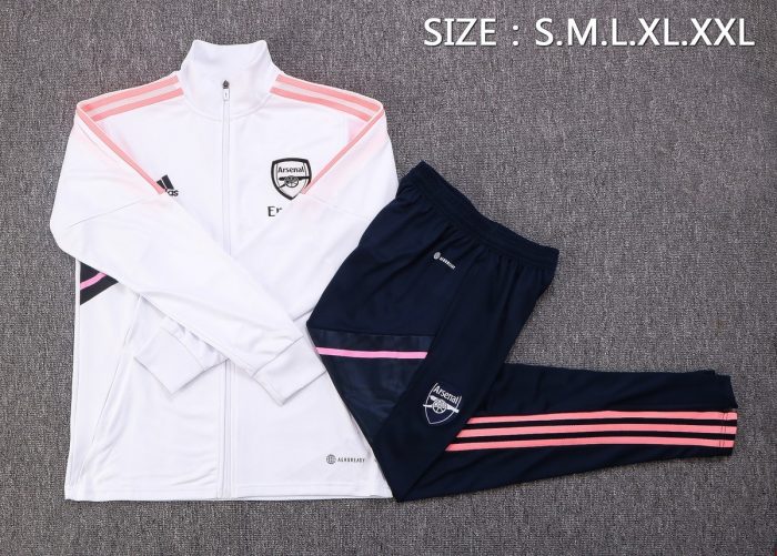 Arsenal 22/23 White Long Zip Jacket - 图片 2