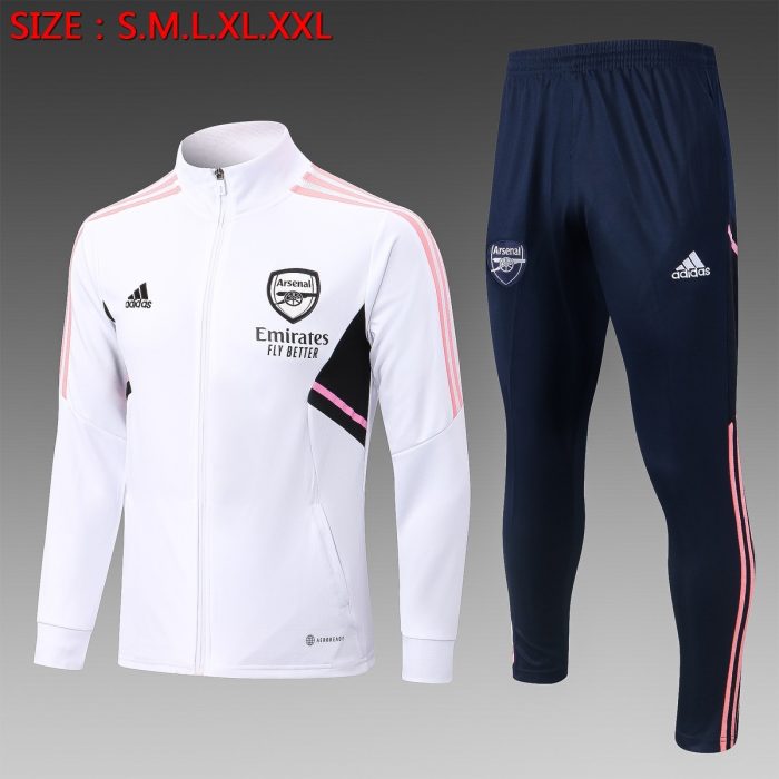 Arsenal 22/23 White Long Zip Jacket - 图片 8