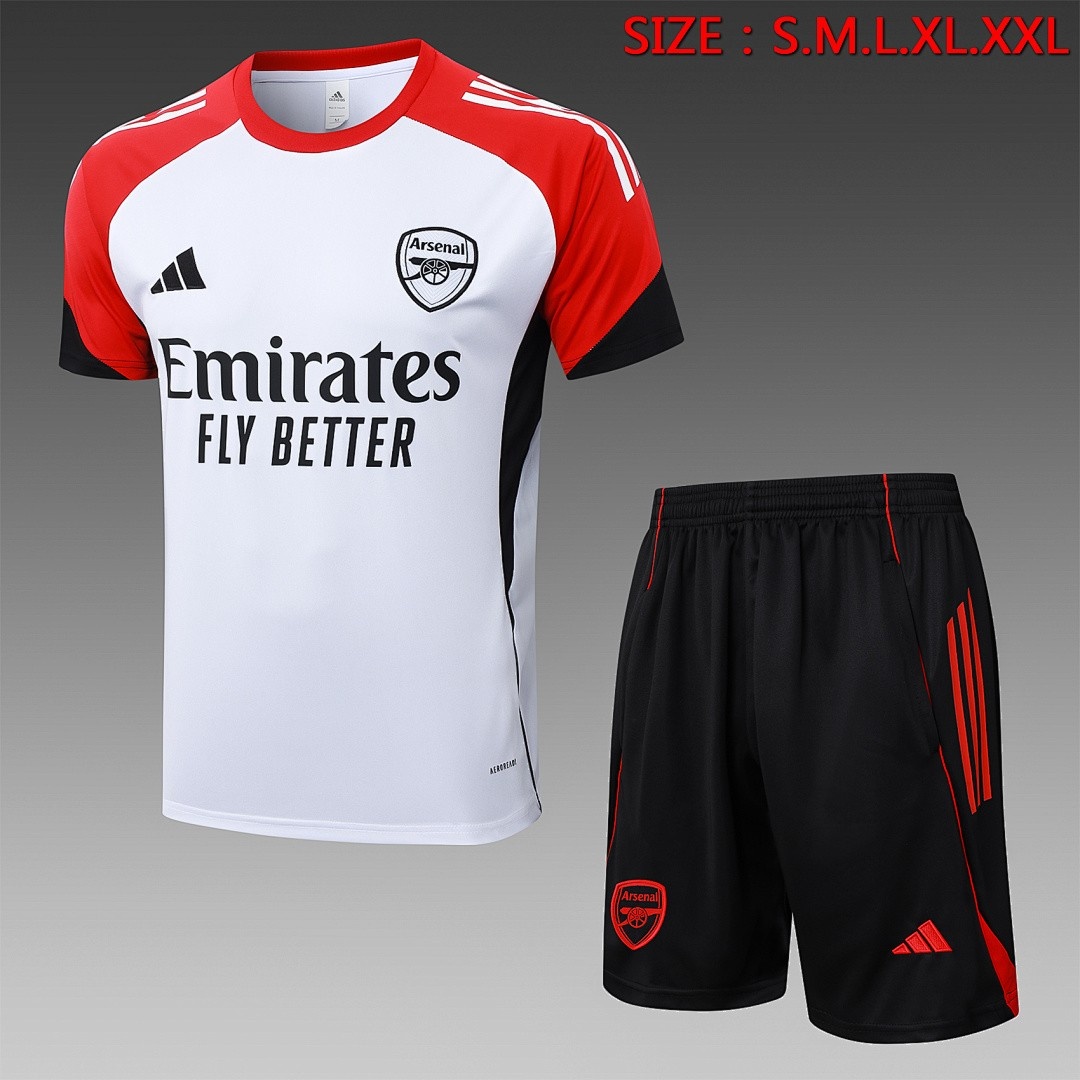 JER-4013_1 Arsenal White Short Sleeve Training Suit - 图片 1