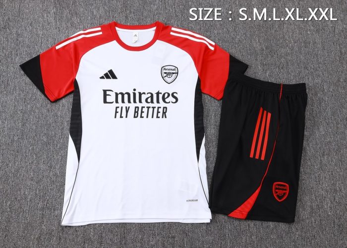 Arsenal White Short Sleeve Training Suit - 图片 2