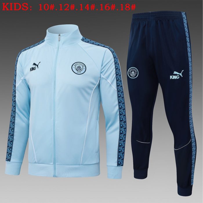 Manchester City Light Blue Kids Long Zipper Jacket - 图片 2