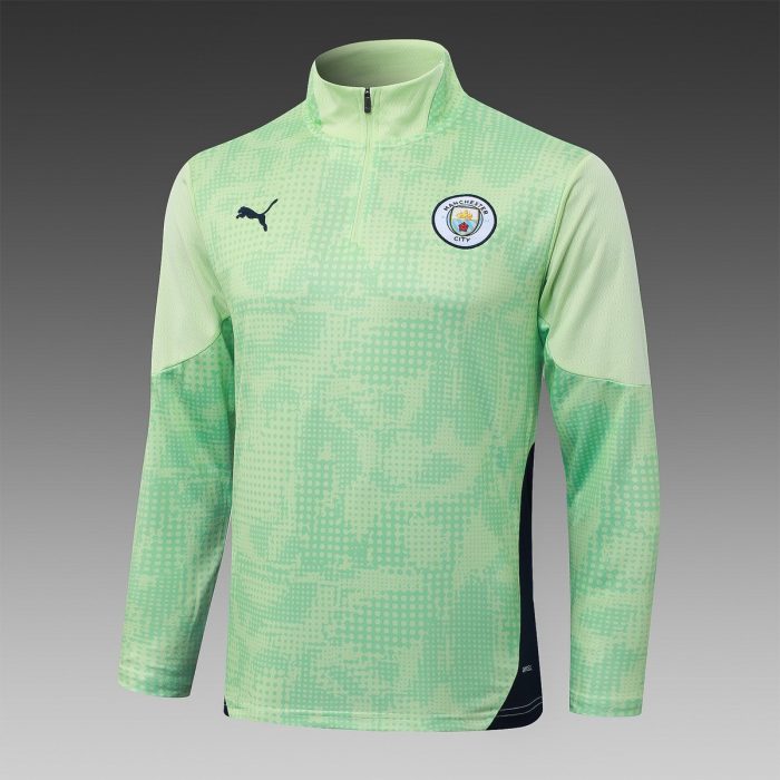 Manchester City Light Green Spray Print Half-Zip Jacket - 图片 8
