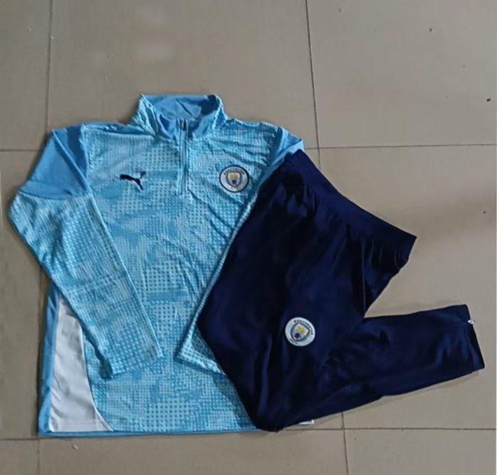 Manchester City Light Blue Splatter Half-Zip Jacket - 图片 9