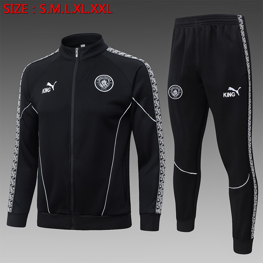 JER-4023_1 Manchester City Black Long Zipper Jacket (Tape Version) - 图片 1