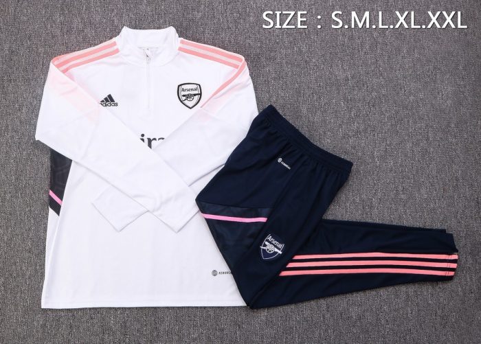 Arsenal 22-23 White Half-Zip Jacket - 图片 2