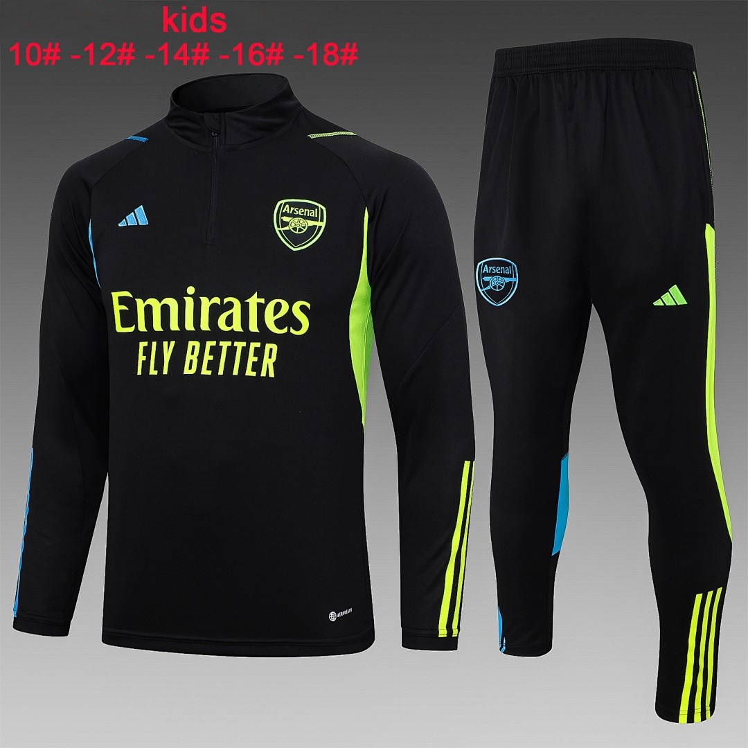 JER-4038_1 Arsenal 23-24 Black Half-Zip Jacket Kids - 图片 1