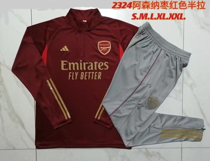 Arsenal 23-24 Half-Zip Jacket Maroon - 图片 9