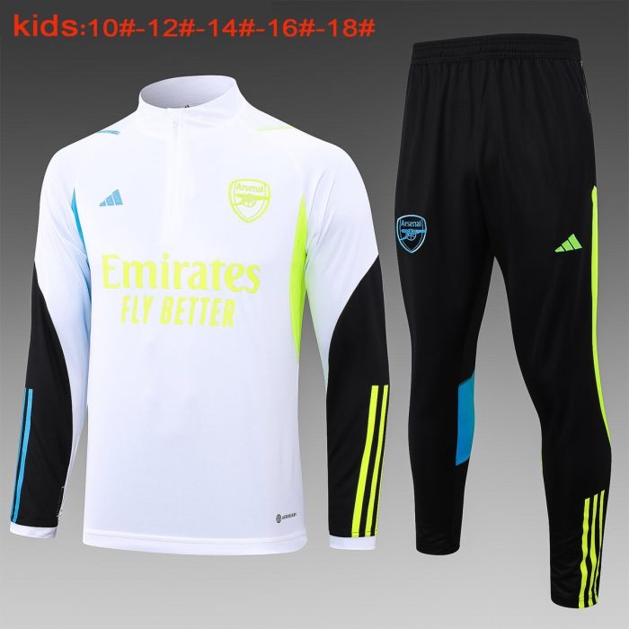 Arsenal 23-24 White Half-Zip Jacket Kids - 图片 2