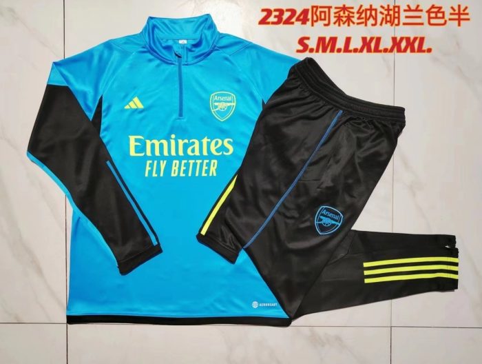 Arsenal 23-24 Half Zip Jacket Lake Blue - 图片 9
