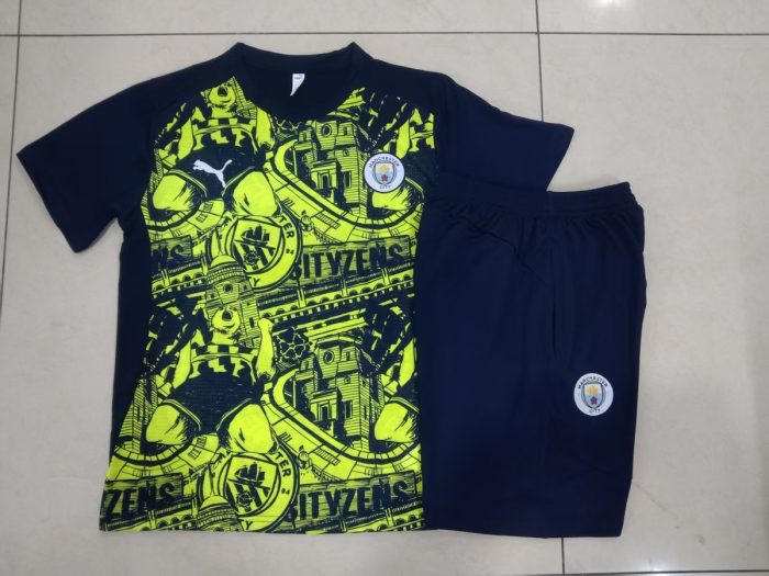 Manchester City 24-25 Green Splatter Short Sleeve Training Shirt - 图片 9