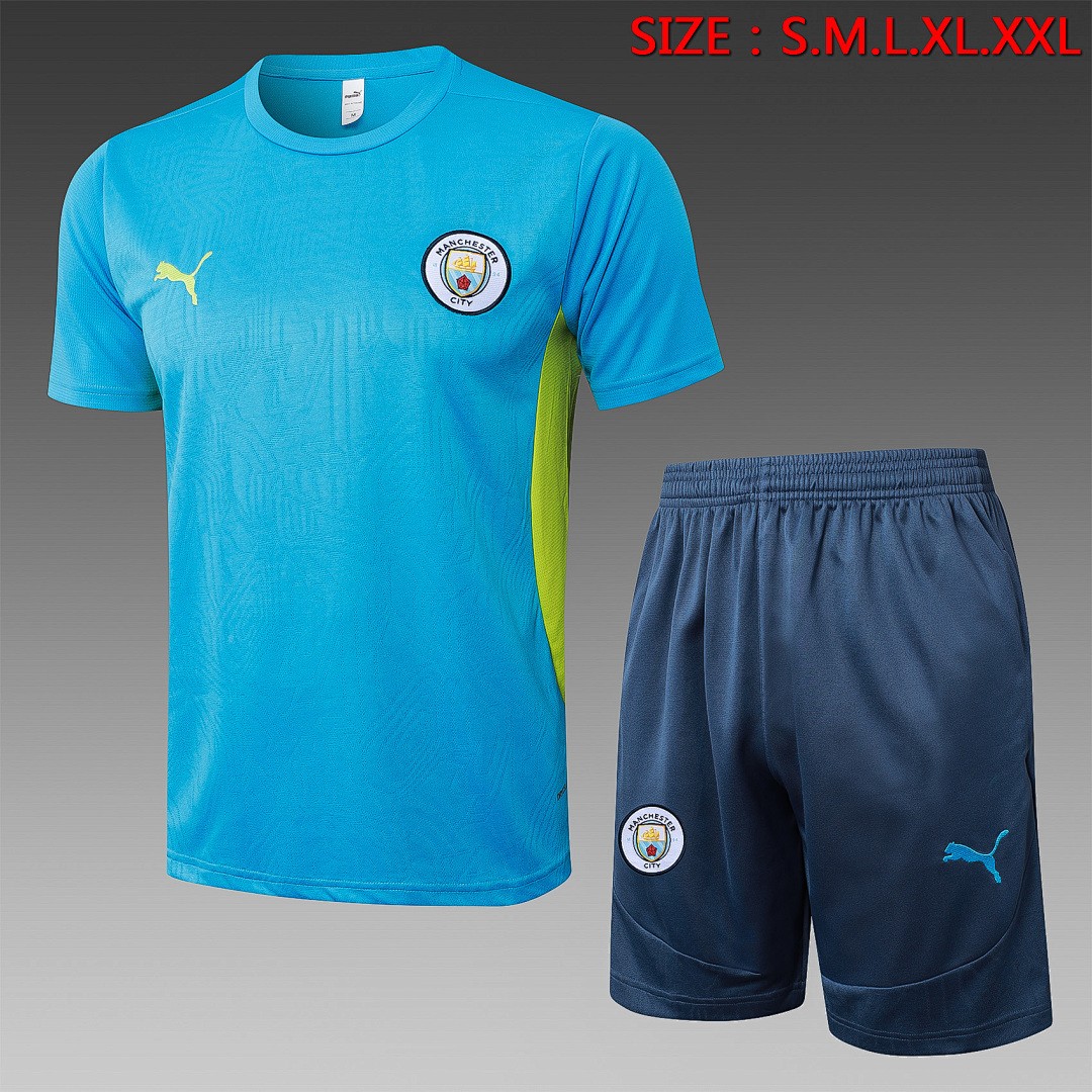 JER-4050_1 Manchester City 24-25 Light Blue Short Sleeve Training Suit - 图片 1