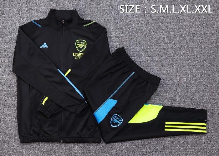 Arsenal 23-24 Long Zip Jacket Black - 图片 2