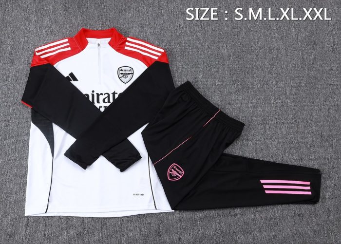 Arsenal White Half-Zip Jacket - 图片 2