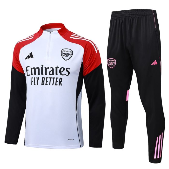 Arsenal White Half-Zip Jacket - 图片 8