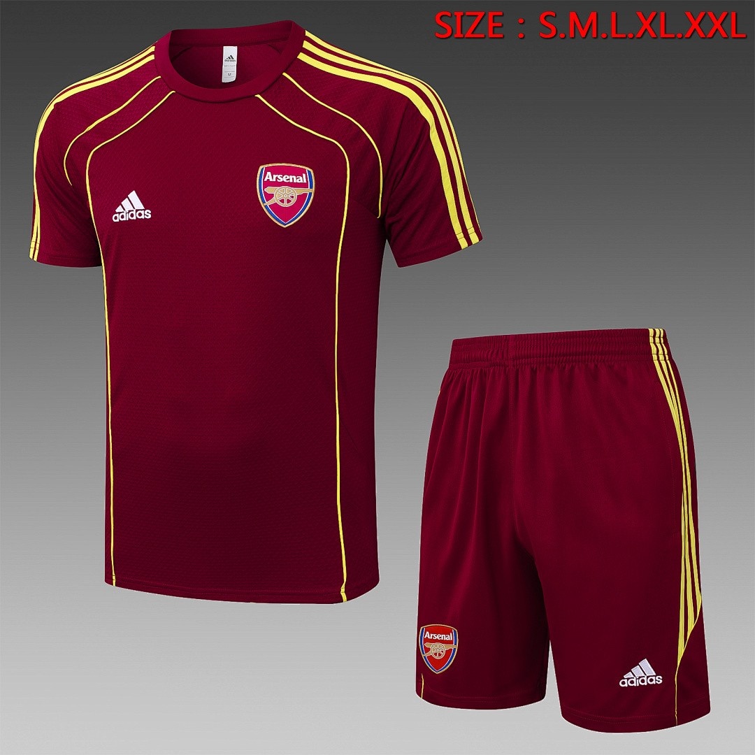 JER-4089_1 Arsenal Maroon Retro Short Sleeve Jersey (Yellow Trim) - 图片 1
